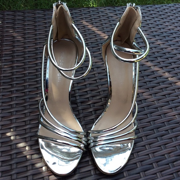 Madden Girl Shoes Madden Girl Silver Metallic Strappy Ankle Sandals